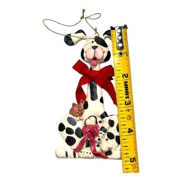 Dalmatian Dog Christmas Ornament Black White Puppy Red Bow Kitty Cat Kurt Adler - Picture 5 of 5